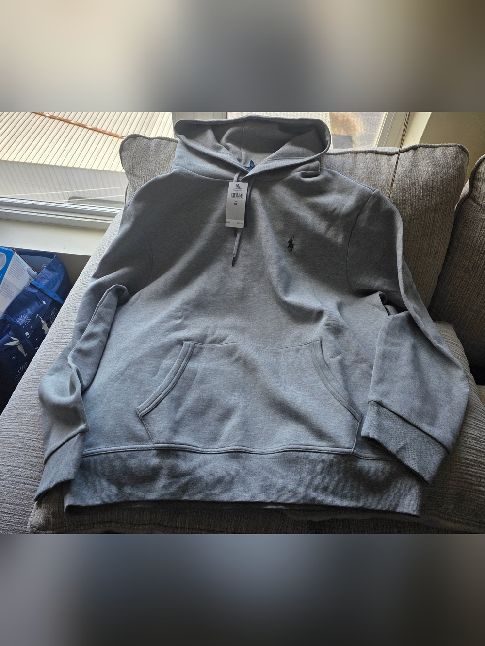 Brand New Ralph Lauren Men’s Light Gray Pullover Hoodie Size XL